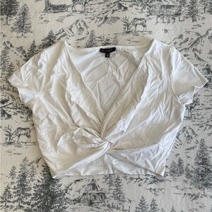Dynamite White Twist Crop Top